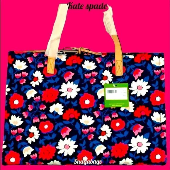 KATE SPADE NWT WASHINGTON SQUARE MEGA SAM TOTE BAG BRIGHT FLORAL PATTERN - Picture 5 of 15